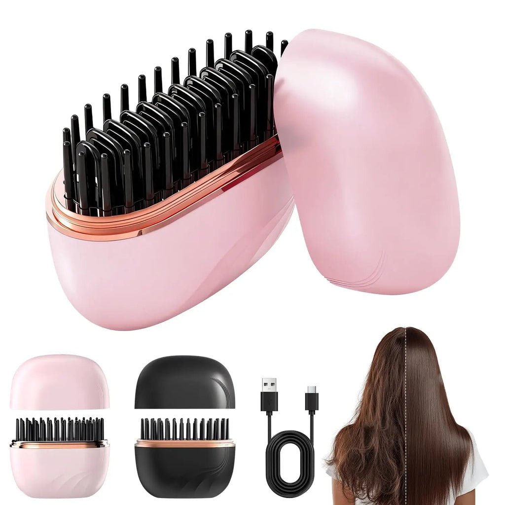 2025 New Mini Straightener Rechargeable Portable Hair Straightener Brush Anti - Scald Shell Cordless USB Charging Straighteners - BeyoutifulSpot®