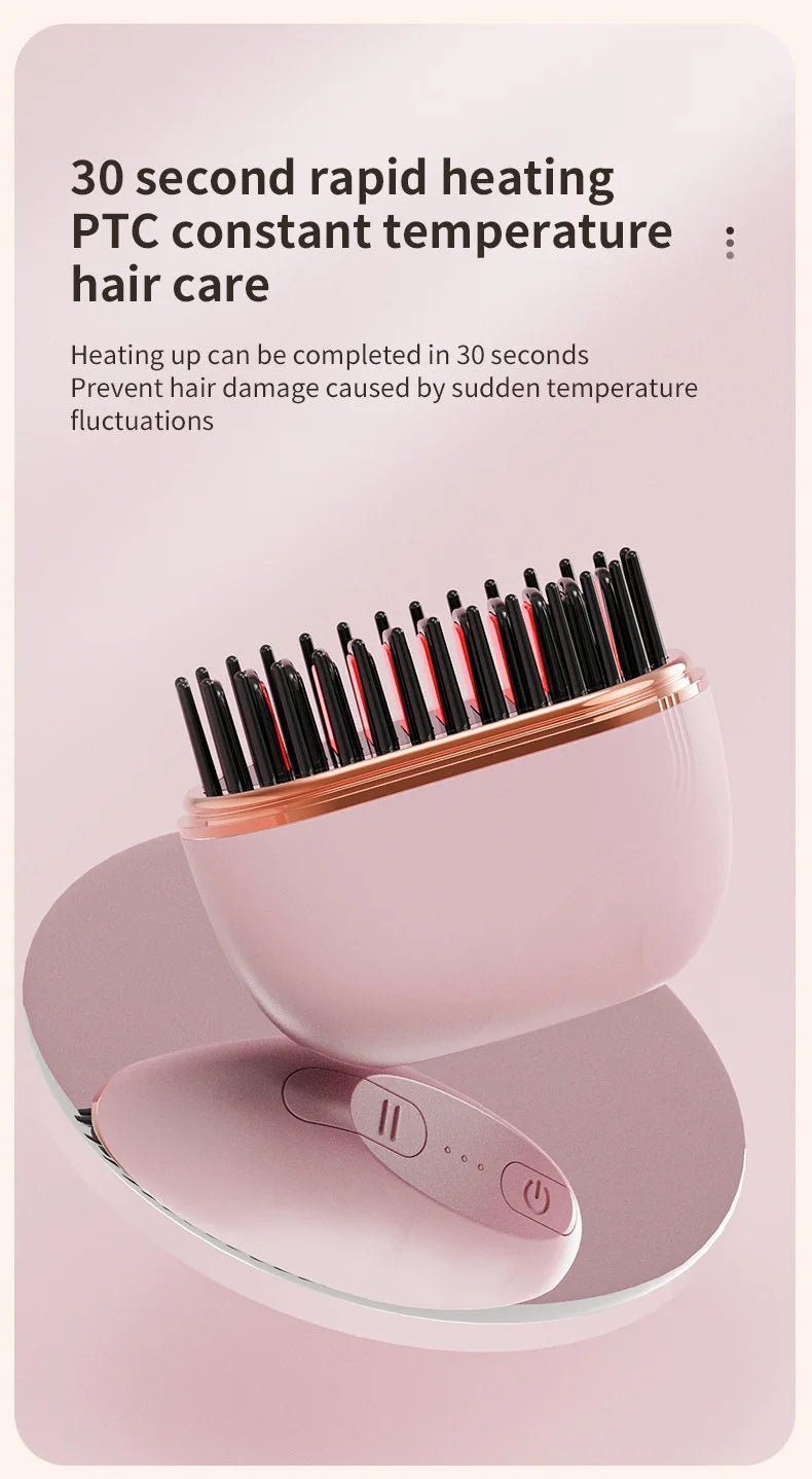 2025 New Mini Straightener Rechargeable Portable Hair Straightener Brush Anti - Scald Shell Cordless USB Charging Straighteners - BeyoutifulSpot®