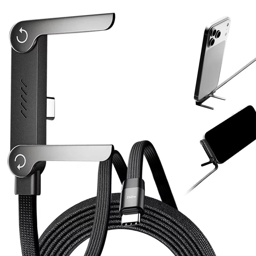 240W Fast Charging Cable with Built - In Phone Stand - BeyoutifulSpot®