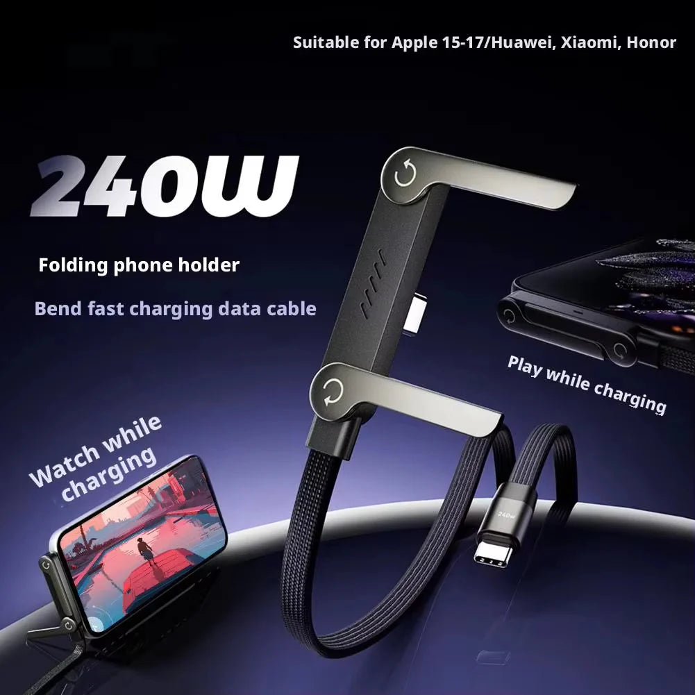 240W Fast Charging Cable with Built - In Phone Stand - BeyoutifulSpot®