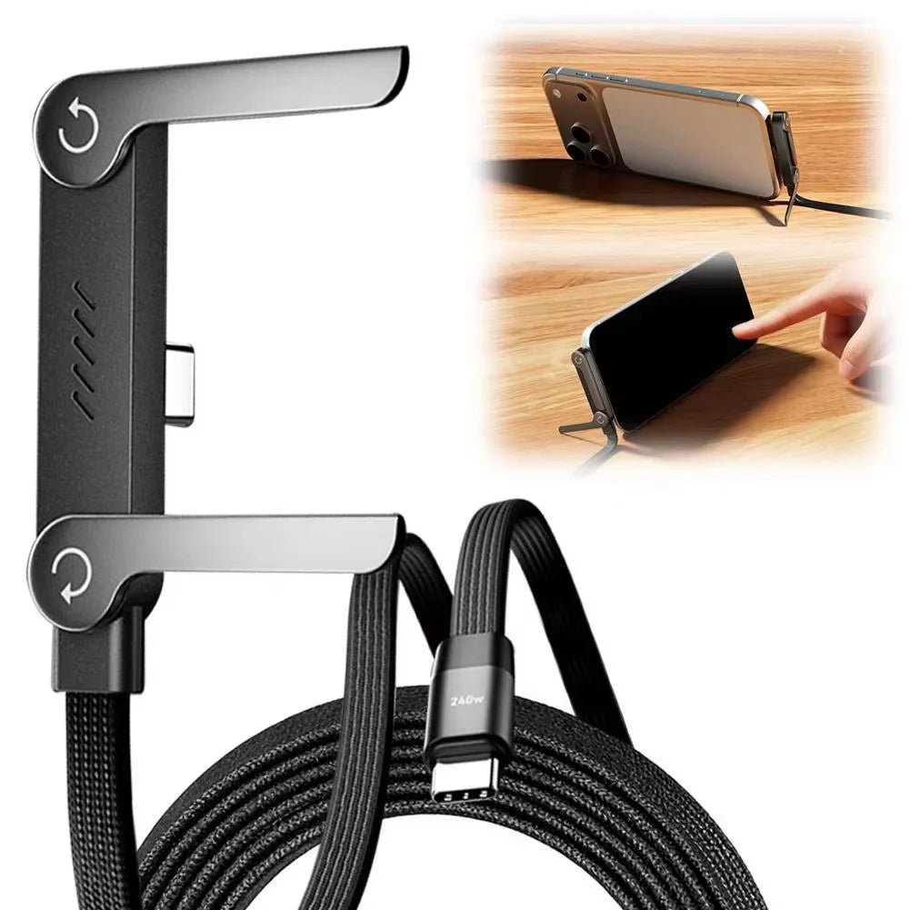 240W Fast Charging Cable with Built - In Phone Stand - BeyoutifulSpot®