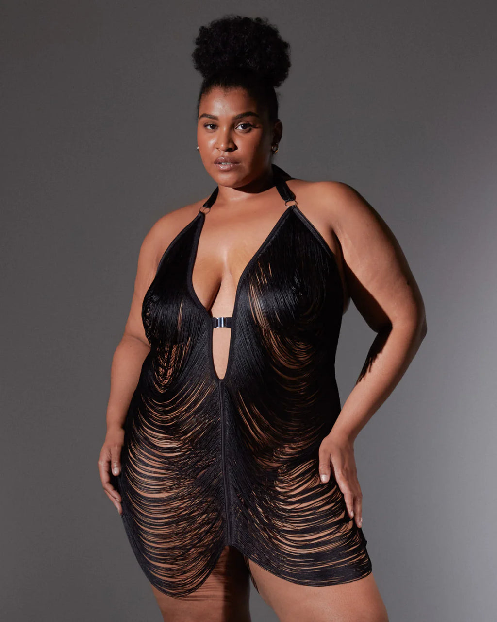 Allure Fringe Slip Dress™ — Sheer Halter Mini