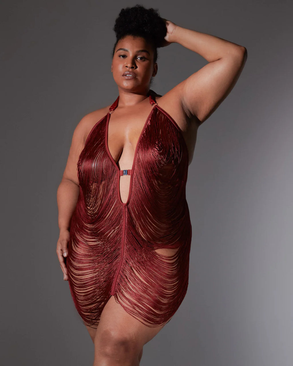Allure Fringe Slip Dress™ — Sheer Halter Mini