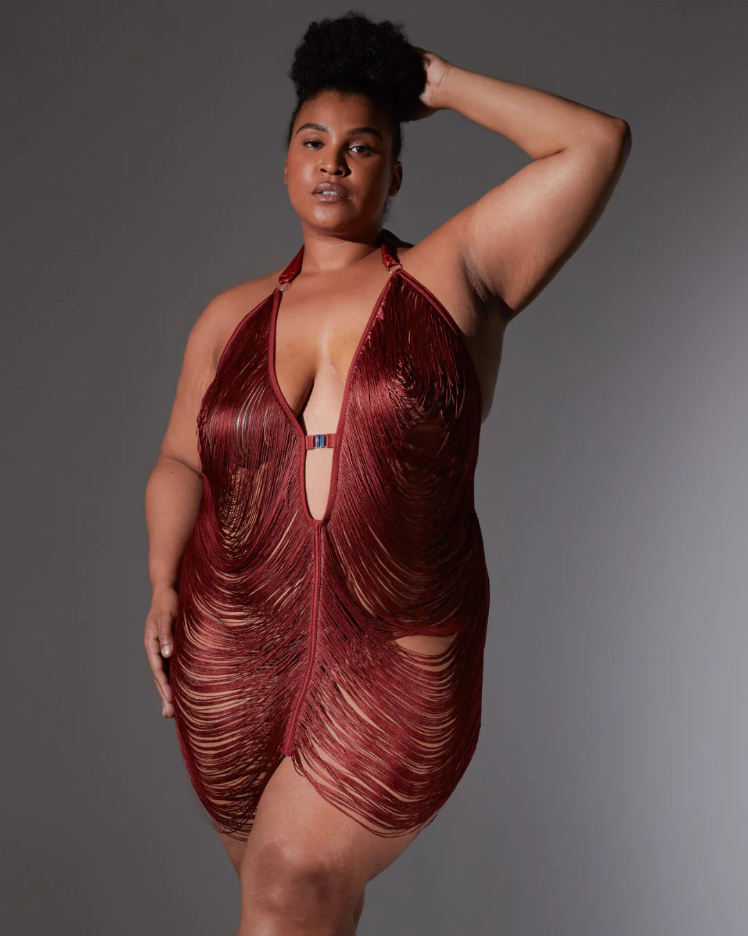 Allure Fringe Slip Dress™ — Sheer Halter Mini
