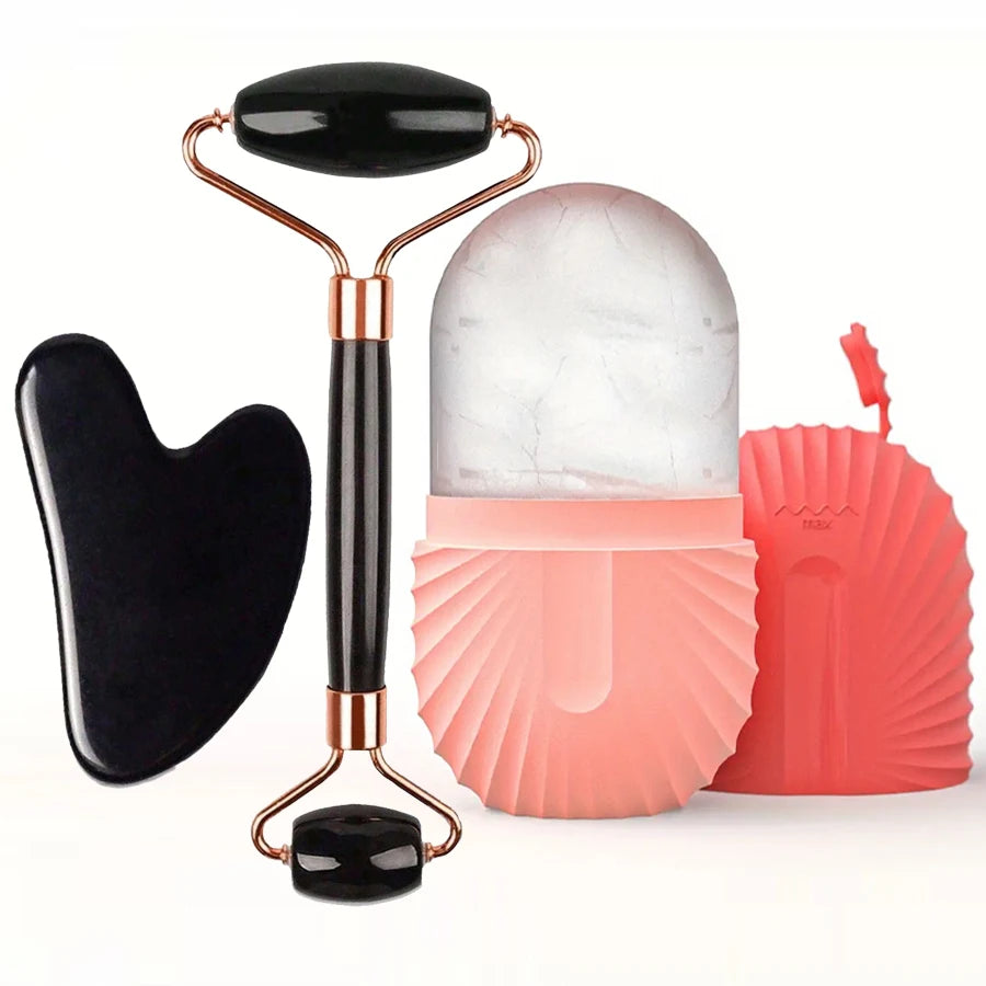 GlowSculpt Ice Trio™ — 3-in-1 Cold Therapy Face Sculpting Kit (Ice Roller + Gua Sha + Cube Mold)