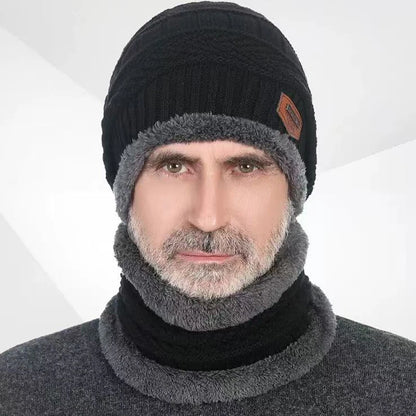 2pcs+1 pair Winter Warm Velvet Hat Scarf Gloves Set Winter Hats Knit Cap Men And Women Velvet Hat Coral Fleece Scarf Outdoor Rid