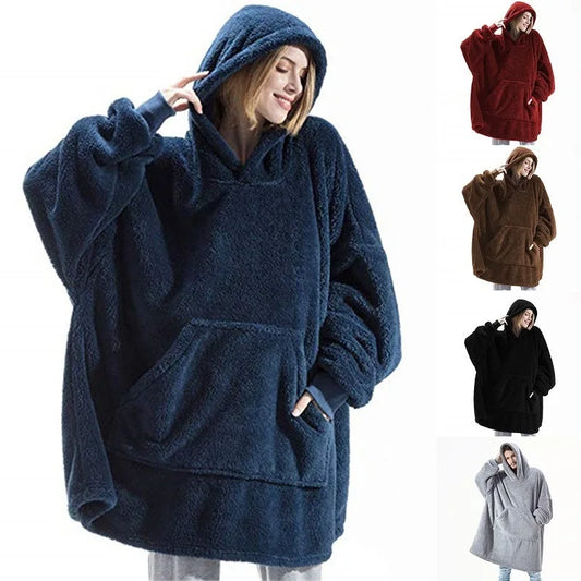Women’s Winter Thick Fleece Hooded Jacket – Soft, Warm & Elegant Pullover Coat (Unisex)