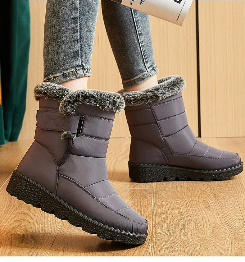 Women's Boots 2025 Trend Winter Shoes For Woman Winter Boots Ankle Low Heels Botas Mujer Waterproof Snow Boots With Fur Shoes
