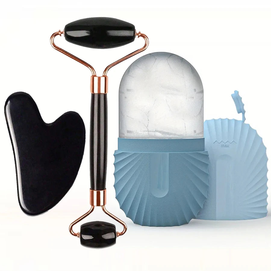 GlowSculpt Ice Trio™ — 3-in-1 Cold Therapy Face Sculpting Kit (Ice Roller + Gua Sha + Cube Mold)