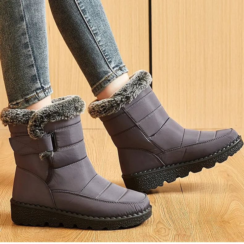Women's Boots 2025 Trend Winter Shoes For Woman Winter Boots Ankle Low Heels Botas Mujer Waterproof Snow Boots With Fur Shoes
