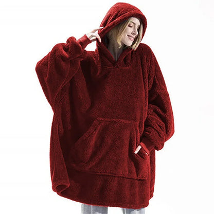 Women’s Winter Thick Fleece Hooded Jacket – Soft, Warm & Elegant Pullover Coat (Unisex)