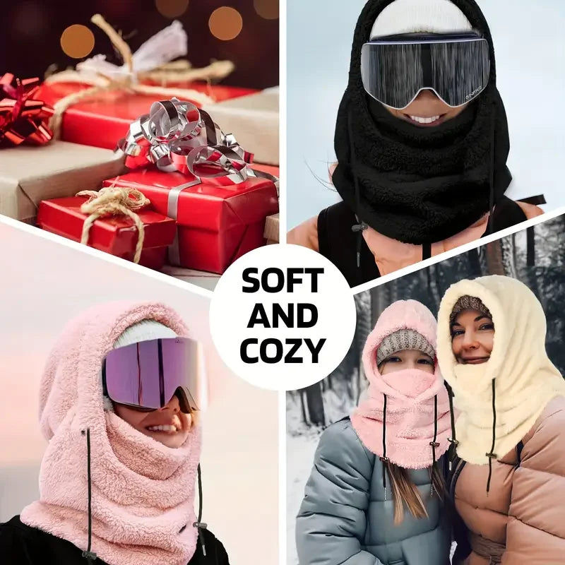 Winter Warm Balaclava Thermal Windproof Ski Hood Motocycle Face Cover Polar Fleece Adjustable Cycling Neck Cover Full Face Mask