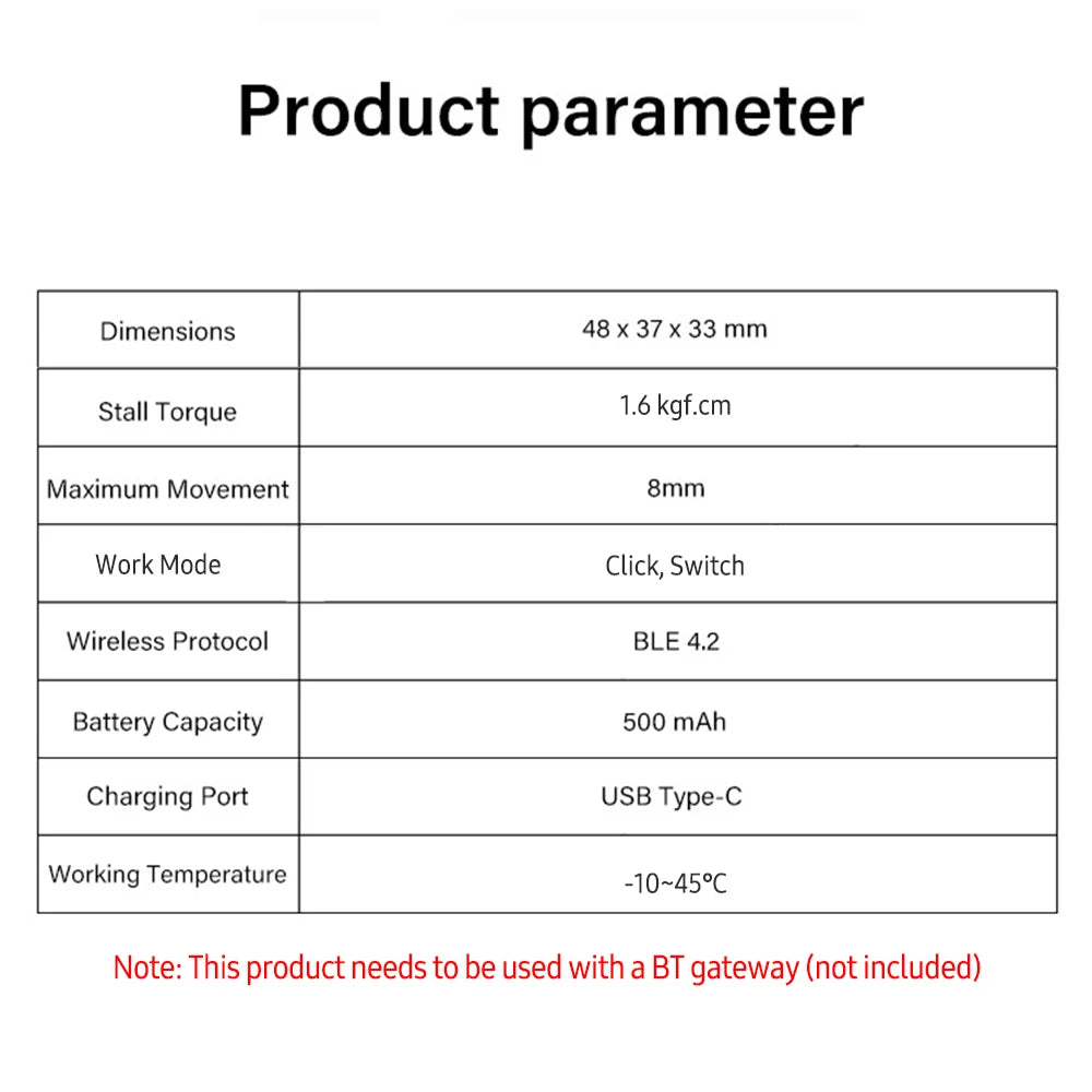 Tuya Bluetooth Finger Robot Switch Button Pusher and Tuya Bluetooth Gateway for Choosing APP Fingerbot Arms Wireless Switch