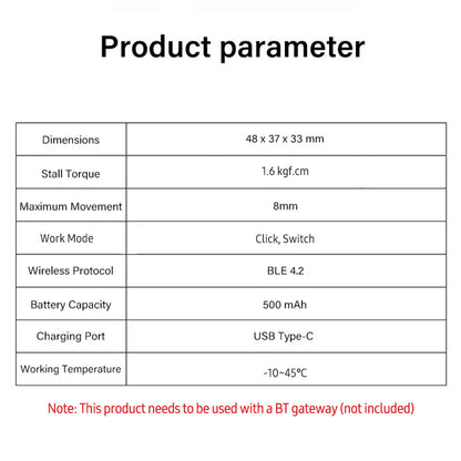 Tuya Bluetooth Finger Robot Switch Button Pusher and Tuya Bluetooth Gateway for Choosing APP Fingerbot Arms Wireless Switch