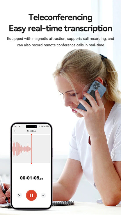 Intelligent AI ChatGPT-4 App Phone Call Voice Recorder 8-128GB Transcribe Summarize Sound Device Audio Dictaphone