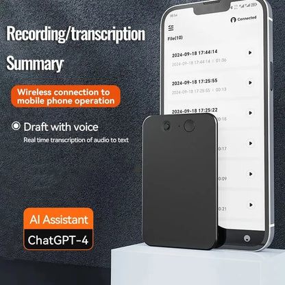 Intelligent AI ChatGPT-4 App Phone Call Voice Recorder 8-128GB Transcribe Summarize Sound Device Audio Dictaphone