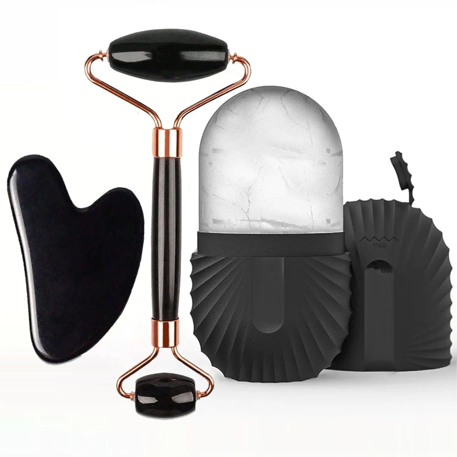 GlowSculpt Ice Trio™ — 3-in-1 Cold Therapy Face Sculpting Kit (Ice Roller + Gua Sha + Cube Mold)