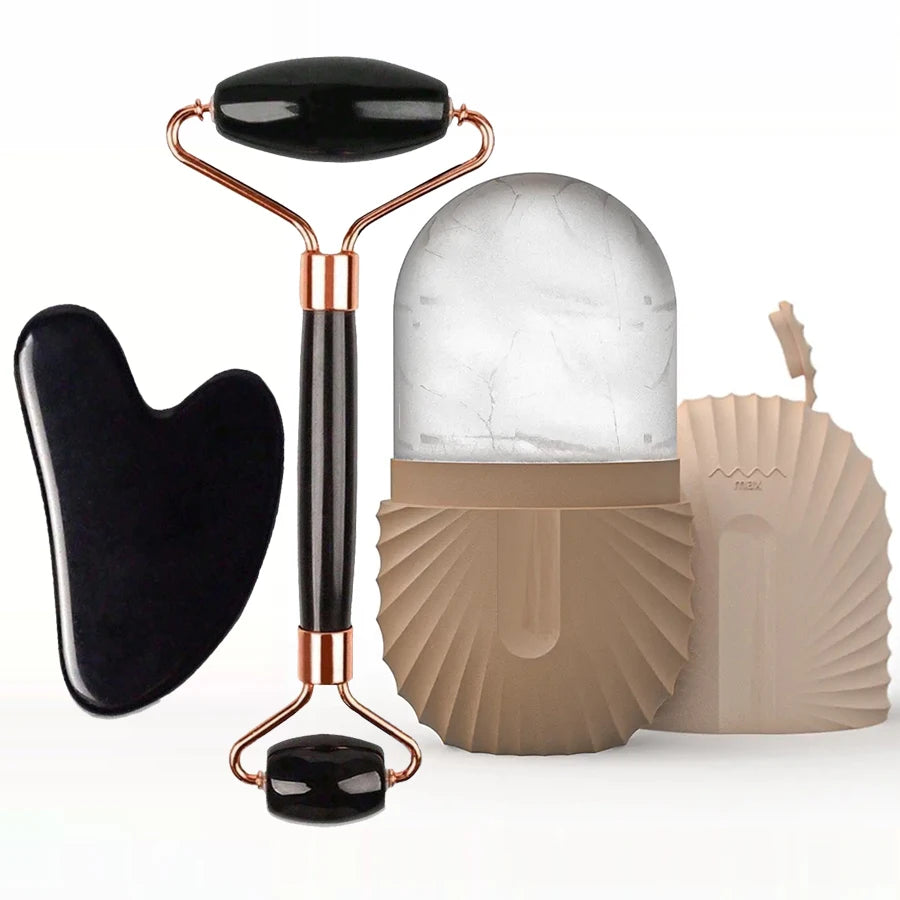 GlowSculpt Ice Trio™ — 3-in-1 Cold Therapy Face Sculpting Kit (Ice Roller + Gua Sha + Cube Mold)