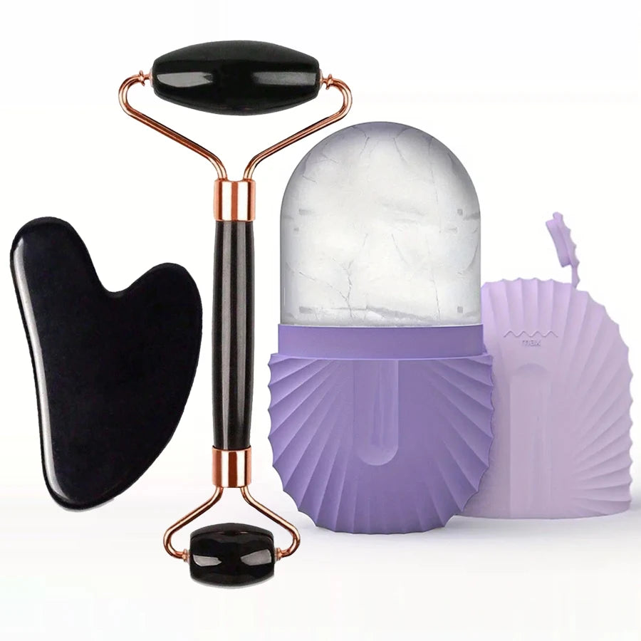 GlowSculpt Ice Trio™ — 3-in-1 Cold Therapy Face Sculpting Kit (Ice Roller + Gua Sha + Cube Mold)