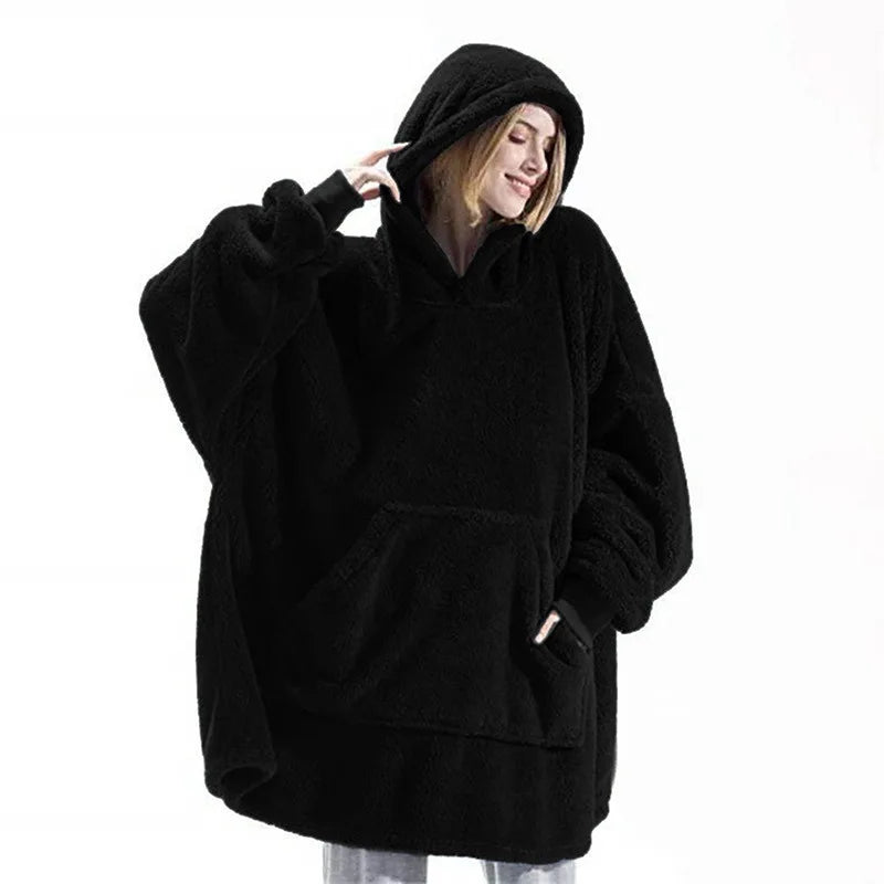 Women’s Winter Thick Fleece Hooded Jacket – Soft, Warm & Elegant Pullover Coat (Unisex)