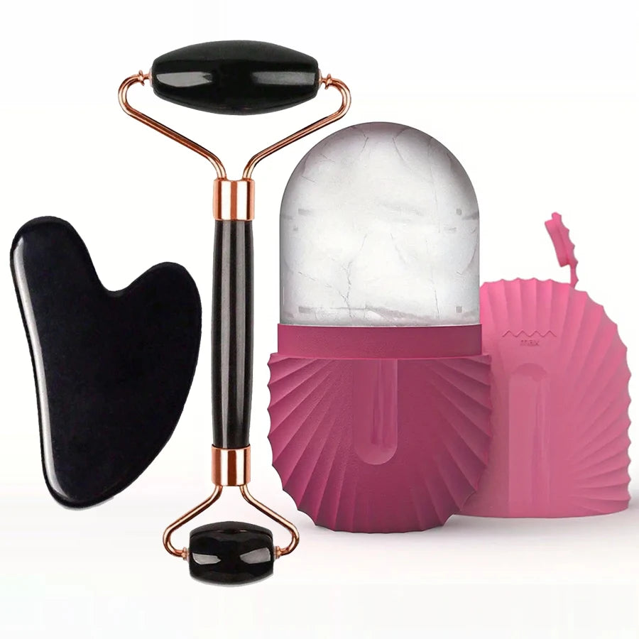 GlowSculpt Ice Trio™ — 3-in-1 Cold Therapy Face Sculpting Kit (Ice Roller + Gua Sha + Cube Mold)