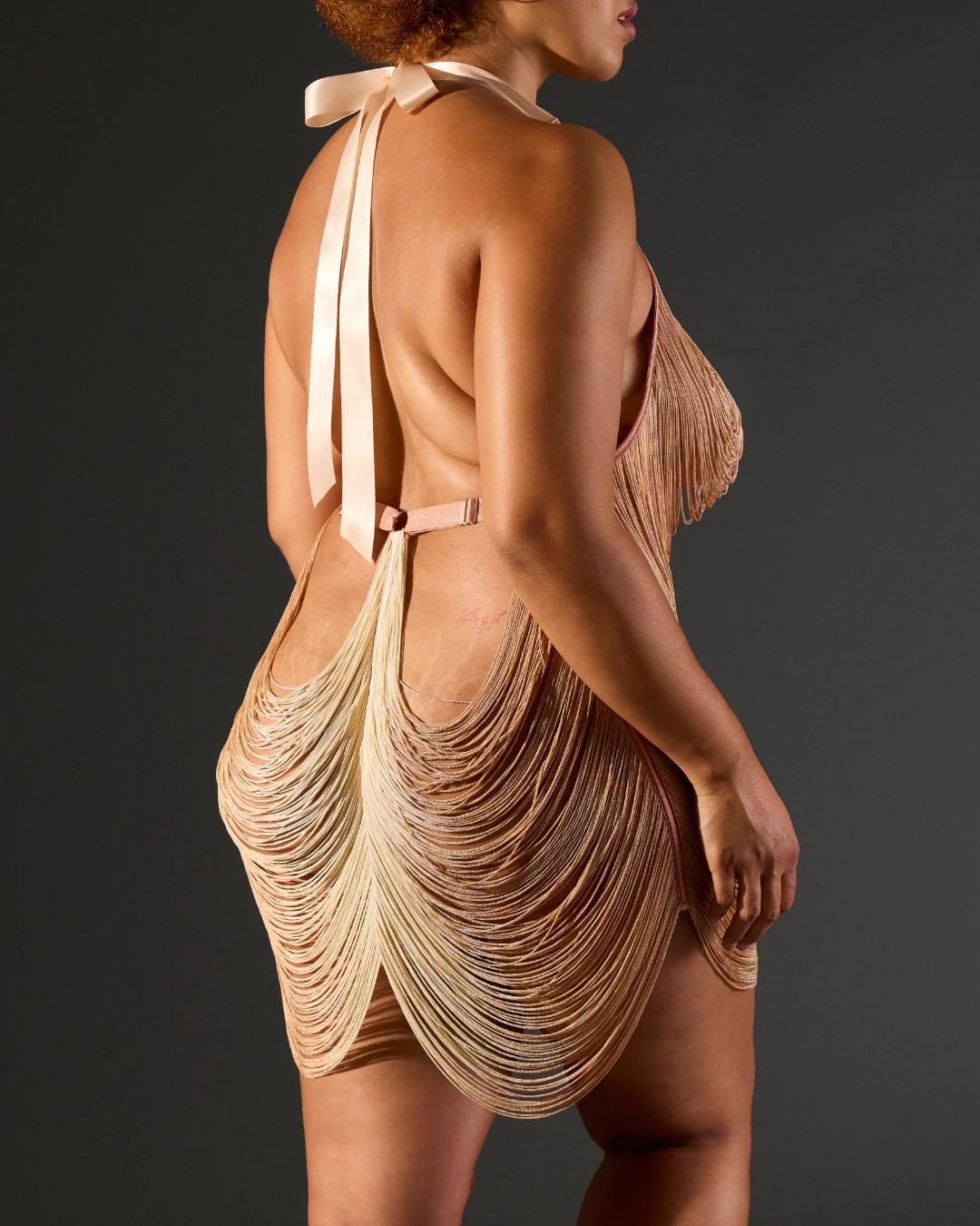 Allure Fringe Slip Dress™ — Sheer Halter Mini