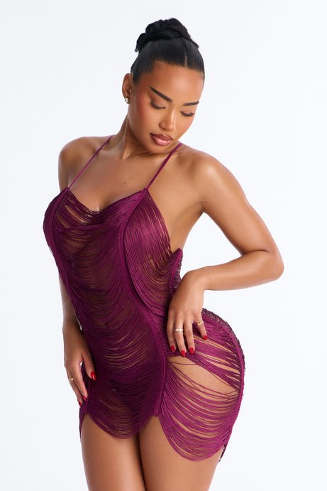 Allure Fringe Slip Dress™ — Sheer Halter Mini - BYS