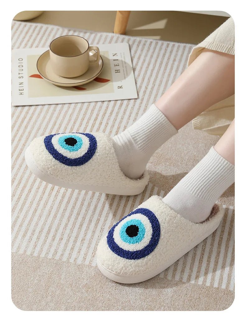 Cozy Ghost Face Fuzzy Slippers – Unisex Winter Plush Anti - Slip Indoor Shoes - BeyoutifulSpot®
