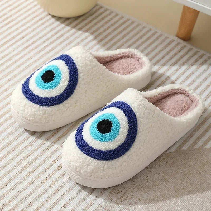 Cozy Ghost Face Fuzzy Slippers – Unisex Winter Plush Anti - Slip Indoor Shoes - BeyoutifulSpot®