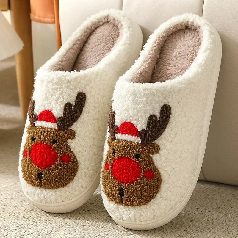 Cozy Ghost Face Fuzzy Slippers – Unisex Winter Plush Anti - Slip Indoor Shoes - BeyoutifulSpot®