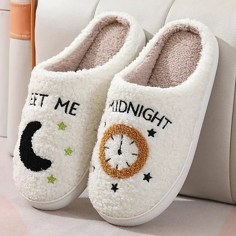 Cozy Ghost Face Fuzzy Slippers – Unisex Winter Plush Anti - Slip Indoor Shoes - BeyoutifulSpot®