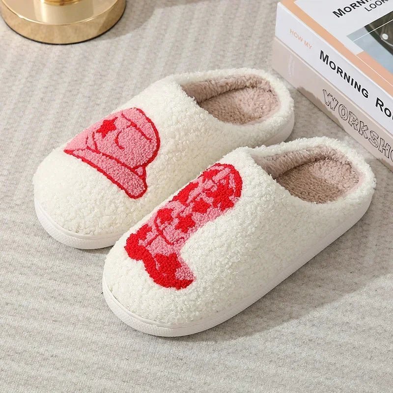 Cozy Ghost Face Fuzzy Slippers – Unisex Winter Plush Anti - Slip Indoor Shoes - BeyoutifulSpot®