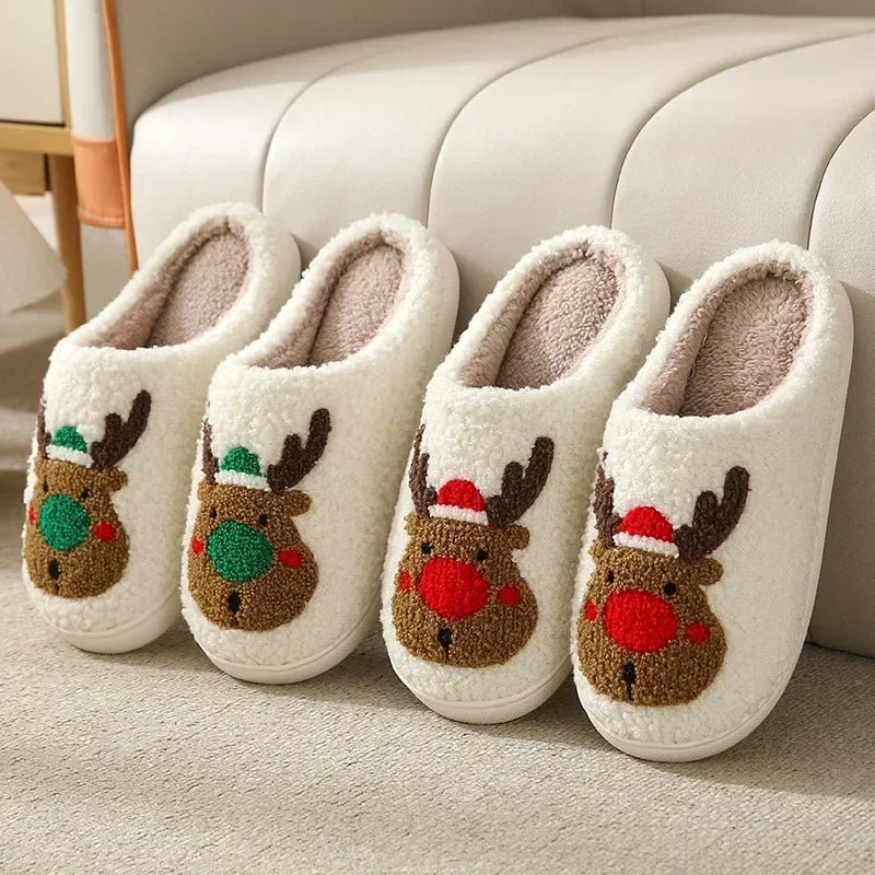 Cozy Ghost Face Fuzzy Slippers – Unisex Winter Plush Anti - Slip Indoor Shoes - BeyoutifulSpot®