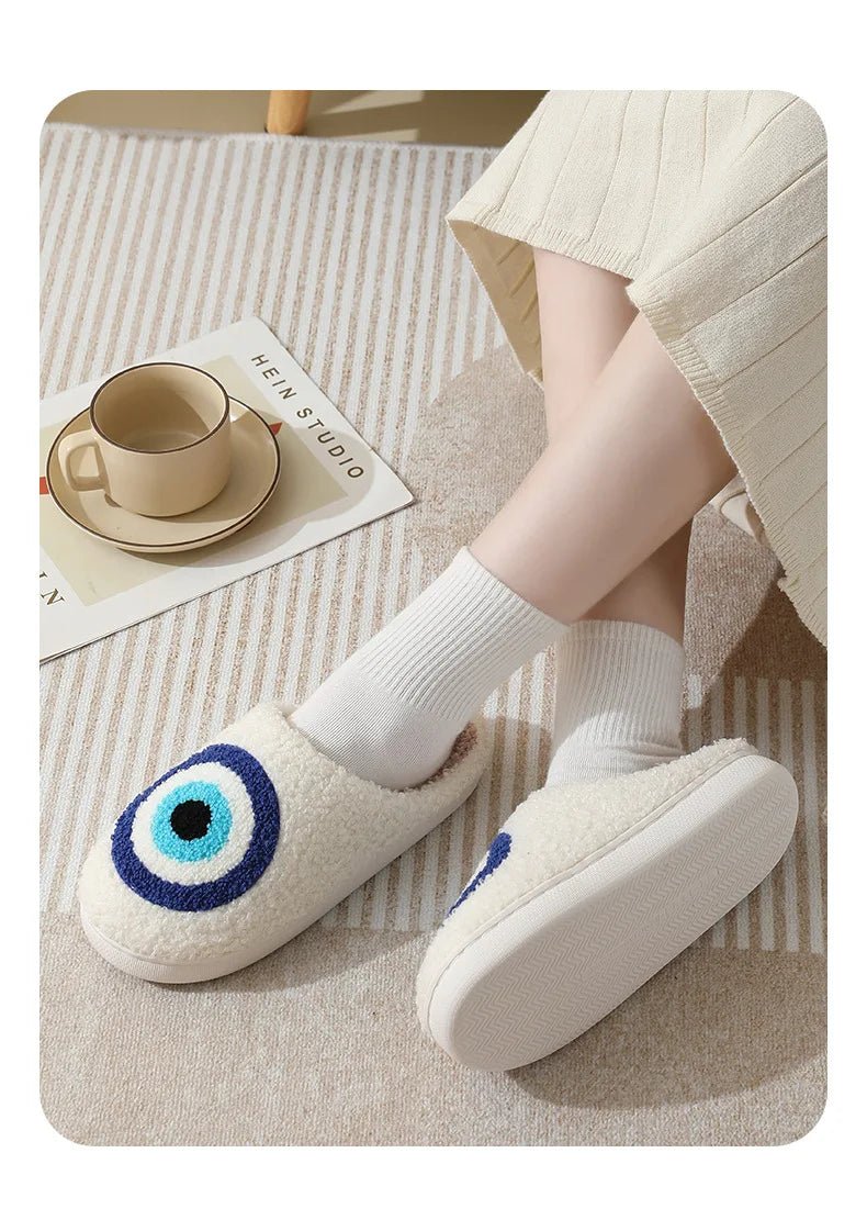 Cozy Ghost Face Fuzzy Slippers – Unisex Winter Plush Anti - Slip Indoor Shoes - BeyoutifulSpot®