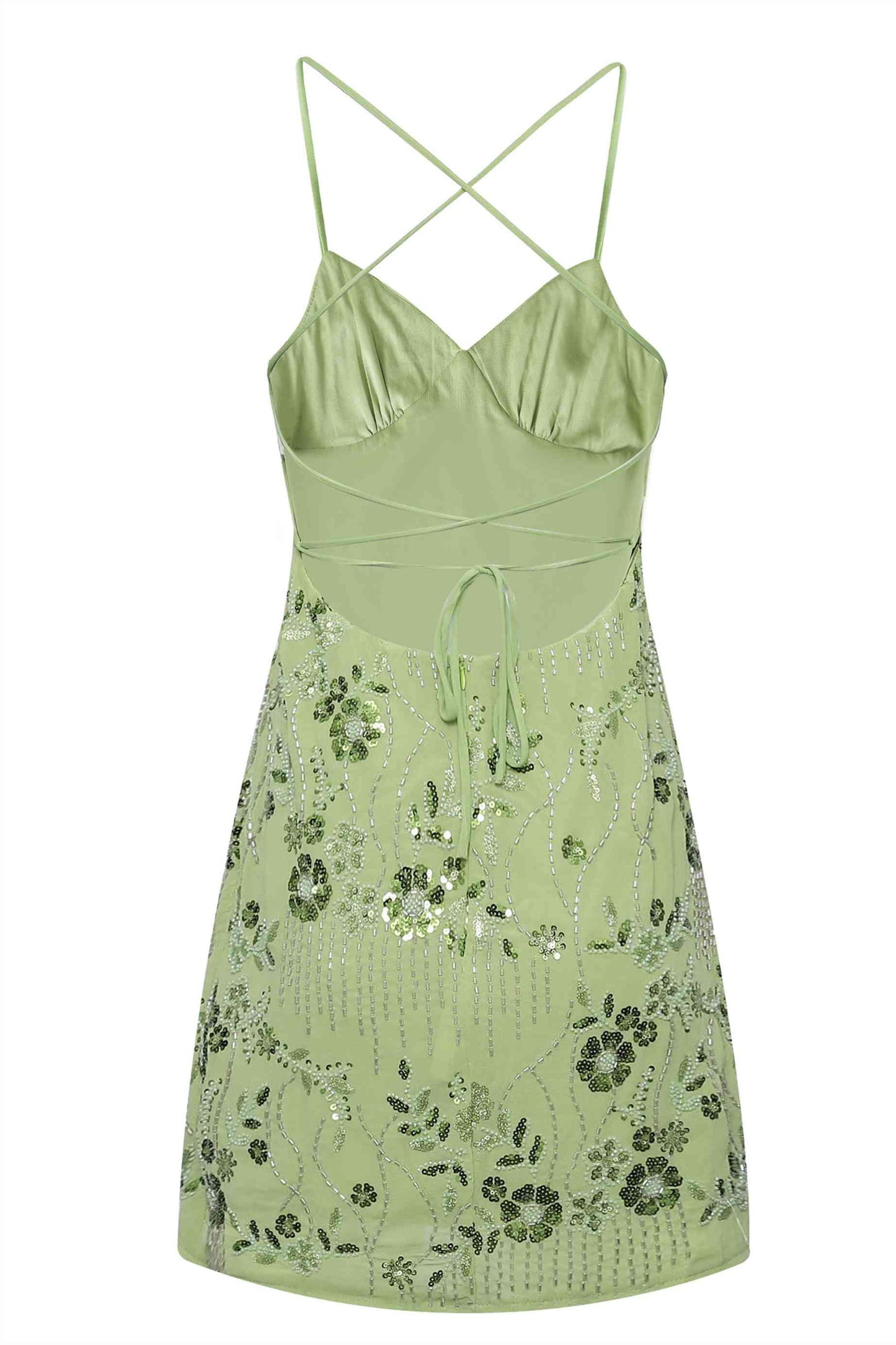 Floral Beaded Embroidery Mini Dress - BYS
