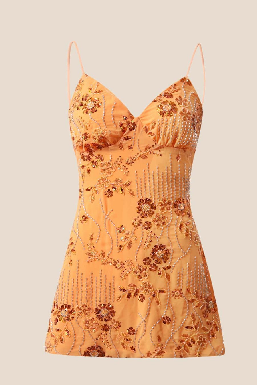 Floral Beaded Embroidery Mini Dress - BYS