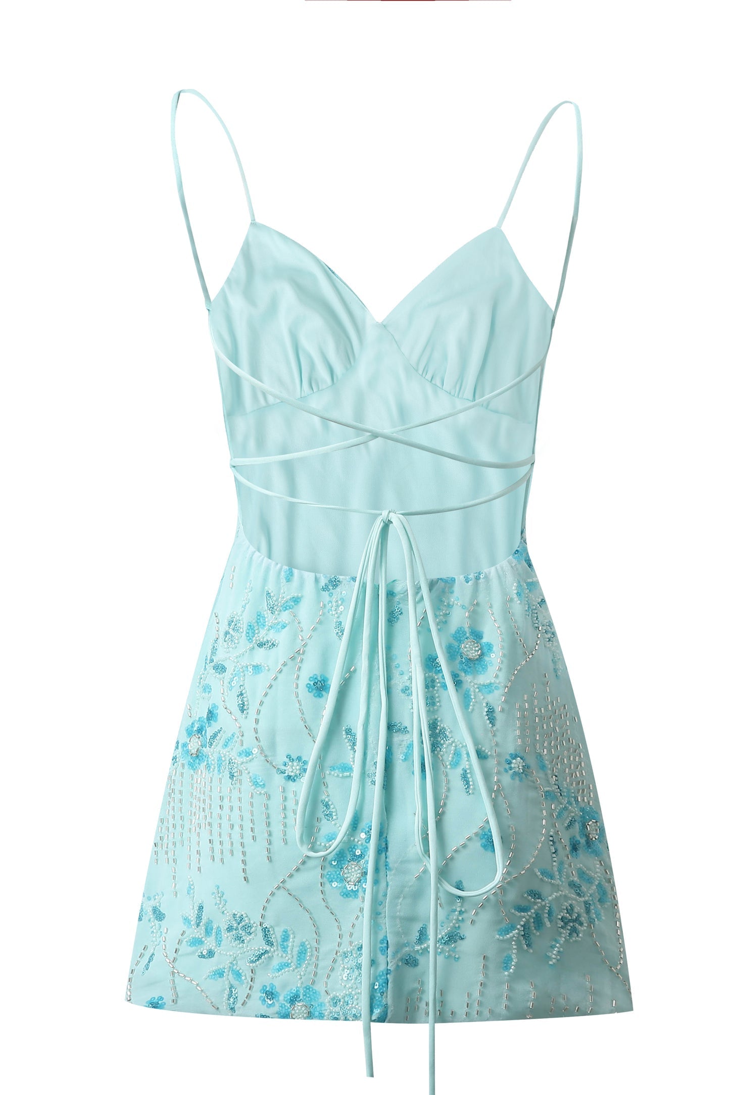 Floral Beaded Embroidery Mini Dress - BYS