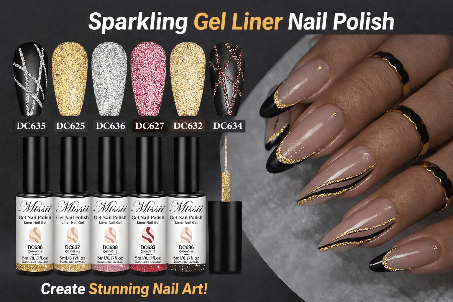 Reflective Glitter Nail Liner Set - 2/4/6pcs - BeyoutifulSpot®