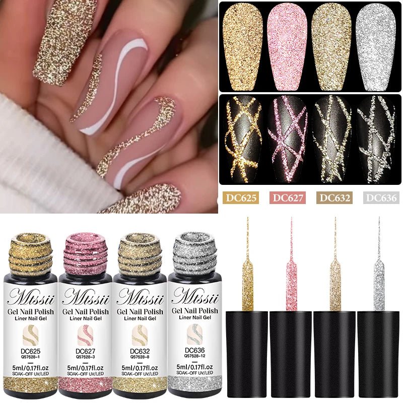 Reflective Glitter Nail Liner Set - 2/4/6pcs - BeyoutifulSpot®