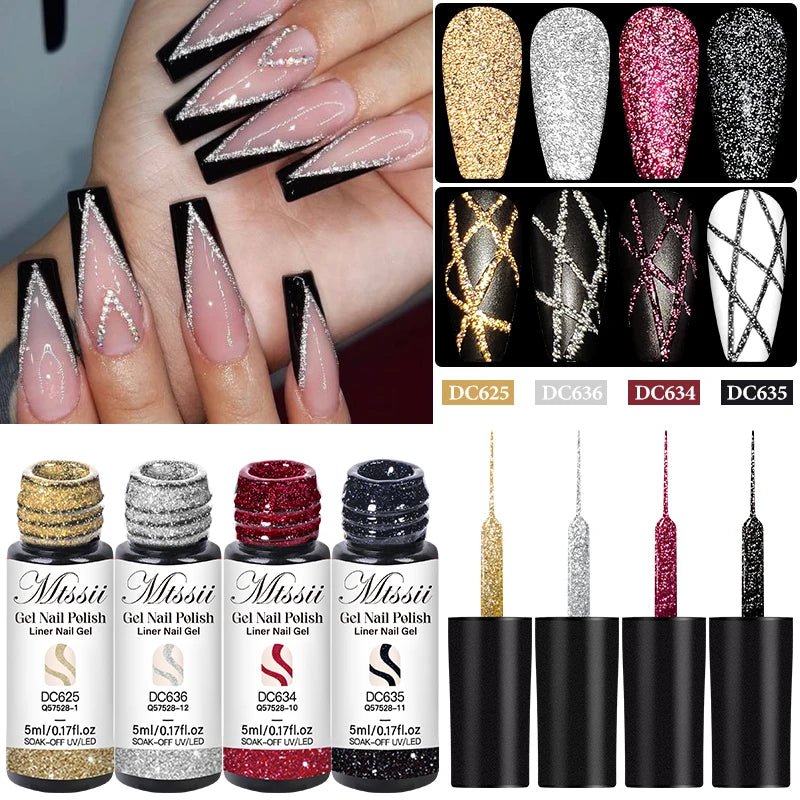 Reflective Glitter Nail Liner Set - 2/4/6pcs - BeyoutifulSpot®