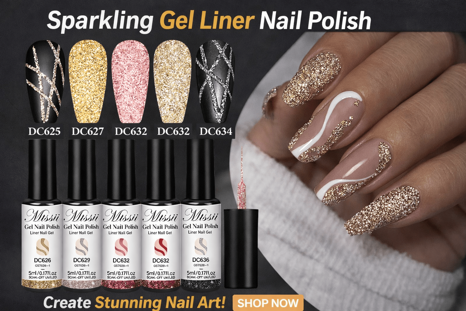 Reflective Glitter Nail Liner Set - 2/4/6pcs - BeyoutifulSpot®