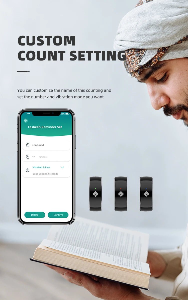 Smart Tasbih Counter Ring - Digital Zikr Tracker with Qibla Finder - BeyoutifulSpot®