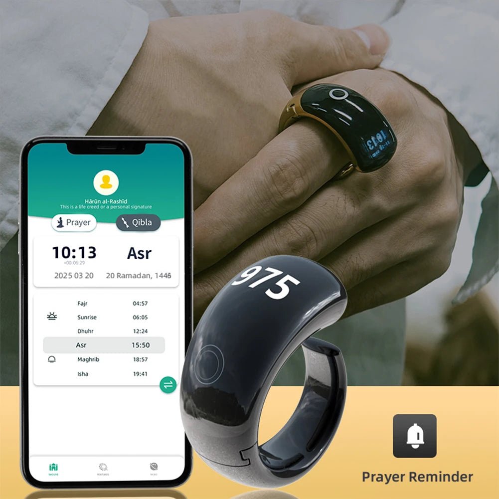 Smart Tasbih Ring - Waterproof Prayer Reminder & Digital Counter - BeyoutifulSpot®