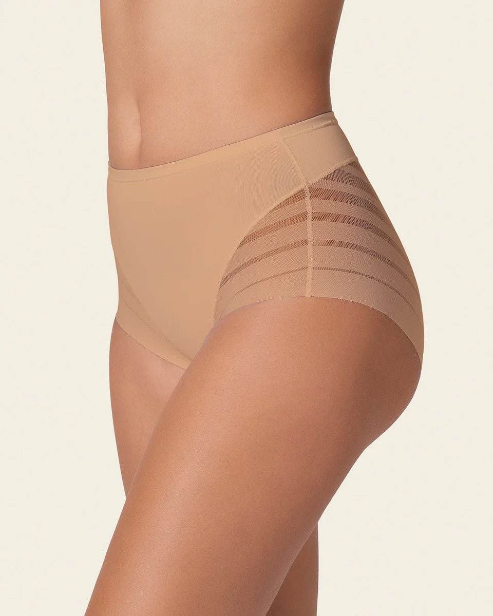 Stripe Undetectable High Waist Shaping Panty - Tummy Control & Tulle Bands | Premium Shapewear - BeyoutifulSpot®