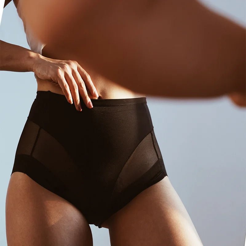 Stripe Undetectable High Waist Shaping Panty - Tummy Control & Tulle Bands | Premium Shapewear - BeyoutifulSpot®