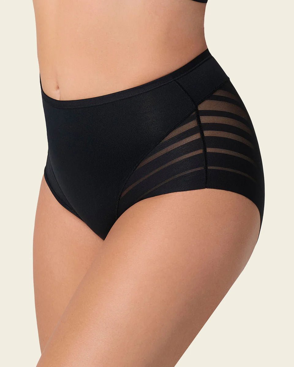 Stripe Undetectable High Waist Shaping Panty - Tummy Control & Tulle Bands | Premium Shapewear - BeyoutifulSpot®