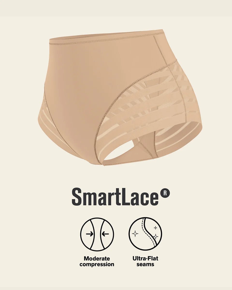 Stripe Undetectable High Waist Shaping Panty - Tummy Control & Tulle Bands | Premium Shapewear - BeyoutifulSpot®