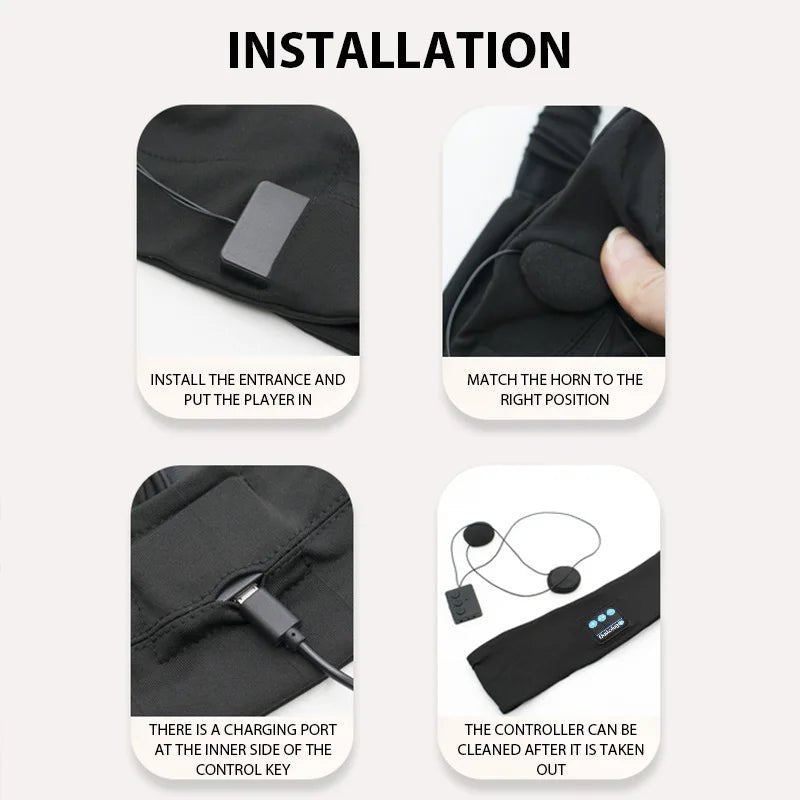 Wireless Bluetooth Headband Sleeping Headphones Sports Earphone/Headscar Music Hat with HD Stereo Speakers Eye Mask for Side Sl - BeyoutifulSpot®