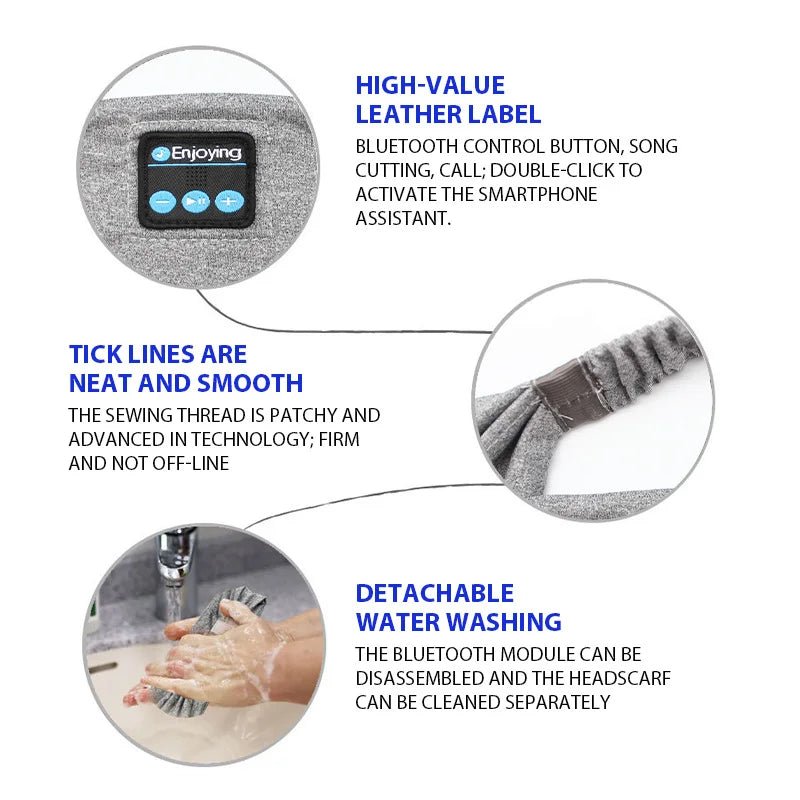 Wireless Bluetooth Headband Sleeping Headphones Sports Earphone/Headscar Music Hat with HD Stereo Speakers Eye Mask for Side Sl - BeyoutifulSpot®